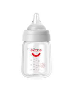 evorie Glass Baby Bottle, Wide Neck Bottle, 160ml (0-3 Months)