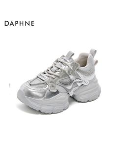 Daphne Dad Shoes Women's Mesh Autumn New Thick-Sole Casual Running Sneakers 4025404088 Silver 35