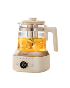Midea All-Glass Health Kettle, Fully Automatic Electric Kettle with Constant Temperature for Baby Care, Flower Tea Kettle with Full-Wrap Protective Base and Anti-Shatter Design, 1.5L MK-YS15B201