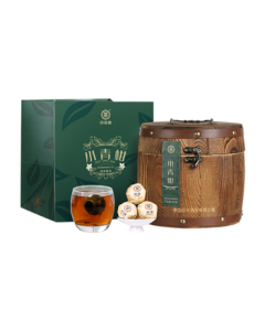 Zhongcha Pu'er Tea - Xinhui Small Green Tangerine Pu'er Ripe Tea, Authentic Yunnan Pu'er with Small Green Tangerine, 500g Wooden Barrel Packaging