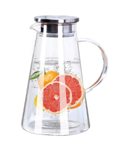 Green Apple Heat-Resistant Glass Water Pitcher 1.95L Large Capacity, Heatable Kettle for Brewing Tea or Herbal Tea, Cold Water Pitcher