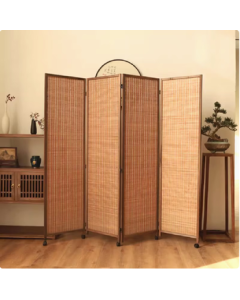 Yuema Sliding Screen Door - 2.0m Height x 50cm Width (4 Panels) - Portable Folding Partition for Living Room & Entryway