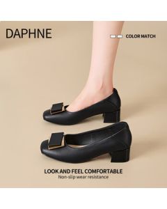 DAPHNE Women's Chunky Heel Pumps Summer 2025 New Release Fashion Round-Toe Versatile High Heels