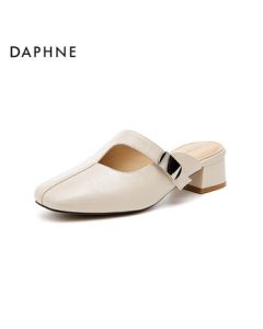 Daphne Fashion Sandals Summer Women's Casual Flats Versatile Mid-Heel Chunky Heel Shoes 4024303392 Beige 36