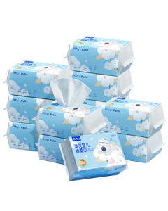 Auby Baby Cotton Soft Towels, Dry and Wet Dual-Use, Newborn Gentle Facial Tissues, Disposable 100 Sheets * 12 Packs