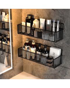 Youqin Bathroom Shelf Wall Mounted No Drilling Storage Rack Kitchen Toilet Hanging Basket Double Layer for Cosmetics