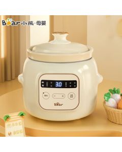 Bear 1L Baby Food Pot, Infant Rice Cooker, Porridge Cooking Pot, Electric Stewing Pot, Household Small Food Processor, Ceramic Soup and Rice Stewing Pot DDG-D10H5