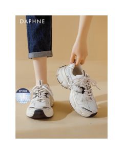 DAPHNE Silver Paris Dad Shoes for Women, 2024 Summer Breathable Casual Sneakers, Beige [Single Mesh Style] Size 36