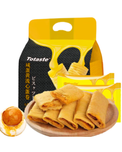 Totaste Salted Egg Yolk Lava Egg Roll 178g - Children & Pregnant Women Breakfast Snack, Stuffed Biscuit Pastry