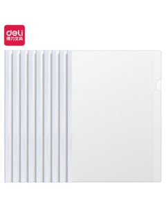 Delike 5538 A4 Drop-Shaped Lever Arch File with 6mm Back Width, Transparent Plastic Resume Binder for Students, Report Folder, 10-Pack (White)