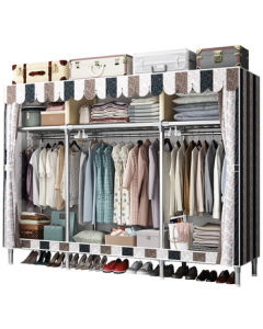 Le'Aijia Easy Assembly Closet Alloy Steel Connector Fabric Wardrobe Heavy-Duty Steel Frame Closet for Dormitory Home Bedroom