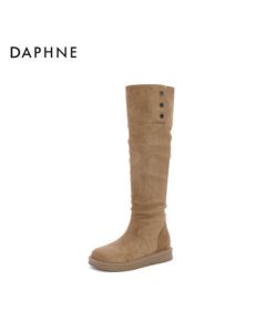 Daphne Fleece-Lined Warm Long Boots for Women, Convertible Foldable Boots, Round-Toe High Boots 4024608018 Mocha 37