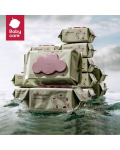 babycare Baby Wipes for Hands and Mouth, Newborn Wet Wipes with Lid, Large Pack of 6480 Purple Lid Wipes, 70 Sheets per Pack - 15 Packs