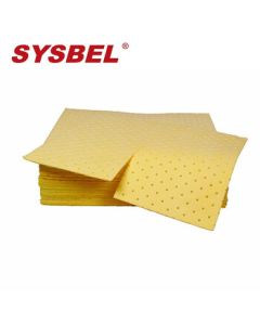 SYSBEL CP0001Y Lightweight Chemical Absorbent Pads, 60L Absorption Capacity, Yellow, 40*50cm, Pack of 100