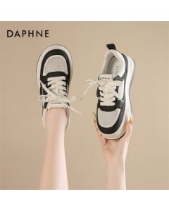 Daphne Women's Thick-Sole White Sneakers New Summer Mesh Casual Plimsolls 4025101572 Single Mesh Black 40