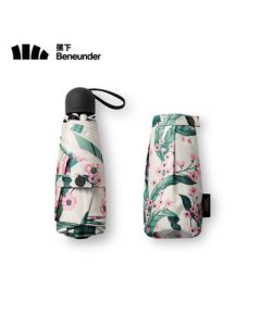 Banana Under Sun Umbrella for Women - Outdoor UV Protection Folding Sun & Rain Umbrella, Compact 5-Fold Pocket Umbrella, Floral Shadow Design