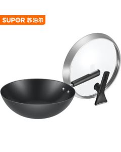 SUPOR Wok Premium Iron Series Non-Stick Coating-Free Stir-Fry Pan Traditional Cast Iron Wok FC34ZBX1