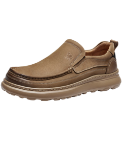 CAMEL Comfort Classic Retro Slip-On Loafers Men's Business Casual Leather Shoes G15A005045 Khaki 40