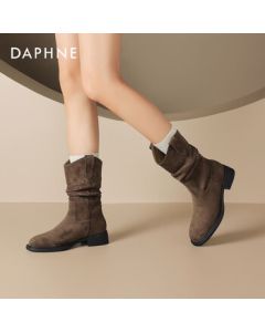 Daphne Stacked Boots Women's New Malard Denim Ankle Boots Knight Martin Boots 4025605008 Brown 35