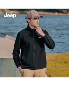 Jeep (JEEP) Men's Jacket Spring/Autumn Coat Solid Color Stand Collar Business Casual Wear Versatile Loose Leisurewear Phantom Black XL