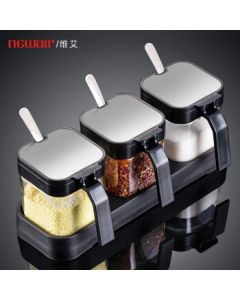 Newair Glass Spice Jar Set, Kitchen Seasoning Containers with Lids, Salt and Pepper Shakers, Glass Condiment Storage Jars for Home Use