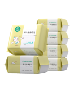 PurCotton [Same as Sun Yingsha] Baby Cotton Facial Towels 100% Pure Cotton for Dry & Wet Use, 100 Sheets * 6 Packs
