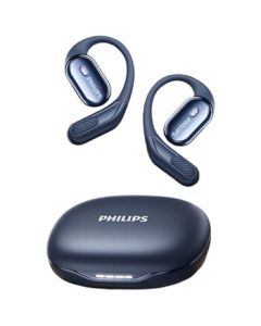 PHILIPS True Wireless Bluetooth Earphones, Open-Ear Clip-On Bone Conduction Concept, Non-In-Ear, Sports Running, Long Battery Life, Noise Cancelling, Universal TAT3759 - Blue