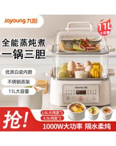 Joyoung Electric Steamer, Large Capacity Home Electric Stew Pot with Automatic Timer and Multiple Functions GD165 [Includes 3 White Porcelain Steaming Bowls]