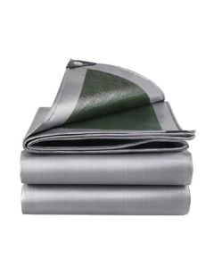 YUANXING Heavy-Duty Green & Silver Tarpaulin Waterproof Truck Cover Sun Shade Rainproof Canvas 8x10 Meters