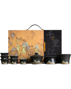SUSHI CERAMICS Chinese Tea Set Hand-Painted Glazed Three-Talent Covered Bowl Style Kungfu Tea Gift Box Set Mid-Autumn Festival Gift J0333