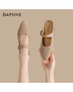 Daphne Women's Platform Open-Toe Sandals with Hidden Heel Summer Hollow-Out Slip-On Shoes 4025101645 Beige 37