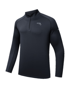 Anta Anti-Bacterial Long T-Shirt | Men's Knit Long-Sleeve T-Shirt, Autumn New Semi-Zip Fitness Running Commuting Top