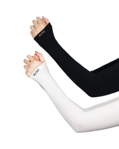 PEAK [2-Pack] Cooling Arm Sleeves - UV Protection for Men & Women, Summer Outdoor Cycling - Black + White