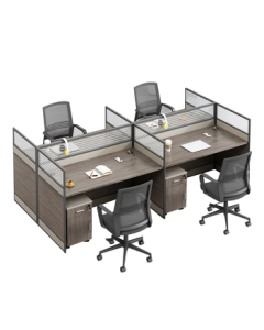 Shengyan Office Furniture Minimalist Modern Staff Partition Workstation Desk and Chair Set King-Shaped Four-Person Unit [Including Cabinet and Chair]