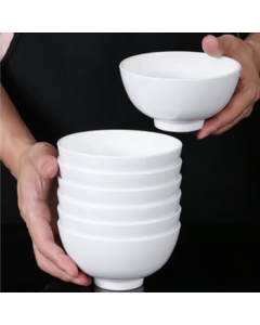 Min Nai Melamine Rice Bowl Soup Bowl High-Temperature Resistant Commercial Imitation Porcelain Small Bowl Fast Food Cafeteria Bowl 5 Inch 10-Pack