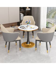 Banli Rock Panel Table and Chair Set Modern Minimalist Balcony Leisure Round Table Business Meeting Reception Chair One Table Four Chairs 80cm