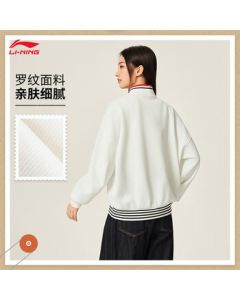 LI-NING Round Neck Pullover Sweatshirt for Women - 2025 New Edition Sport Lifestyle Series Loose Fit Thick Versatile Athletic Top AWDV984