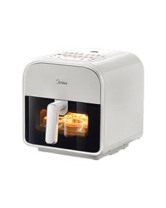 Midea Surround Flame Air Fryer - No Need to Flip, Fully Automatic for Home Use, Visible Window, Practical Large Capacity, 6L Fryer Oven Combo with Metal Inner Chamber, Model KZC6011