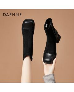 Daphne Women's Ankle Boots 2025 New Autumn Winter French Heel Slim Boots Stylish Versatile Martin Boots Black 39
