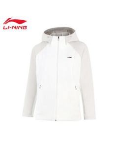 Li Ning Women's Softshell Windbreaker, Fleece-Lined Warm Jacket for Autumn/Winter, Water-Repellent Slim-Fit Versatile Sportswear Casual Top