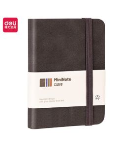 Deli BP119 Notebook A7-96 Sheets (Black) Portable Creative Small Leather-Covered Pocket Notebook for Diary, Vocabulary, and Planner