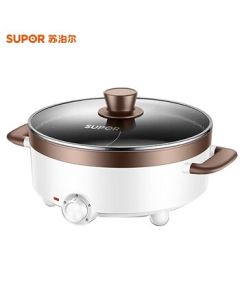 SUPOR Multi-function Divided Hot Pot 5L Marble Coating Electric Hot Pot with Simple Rotary Knob & 4 Heat Settings for Boiling, Stewing, and Skewers H30YK17Y