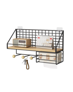 Anerya No-Drill Wall Shelf for Living Room, Bedroom Headboard Storage, Wall-Mounted Shelf for Router