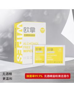 Ouna Lens Cleaning Wipes for Glasses, Camera Lenses & Screens, Alcohol-Free, 100 Sheets/Box