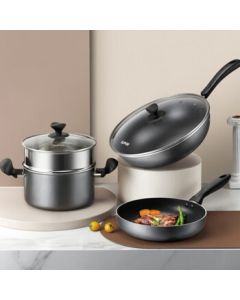 SUPOR Colorful Cookware Set 3-Piece Frying Pan, Skillet, and Soup Pot Set TP1617K