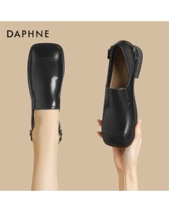 Daphne Women's British Style Slip-On Loafers Casual Versatile Shoes 4024101026 Black 35