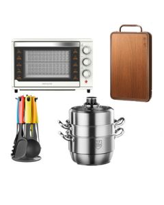 Joyoung 7-Piece Kitchen Set with Electric Oven, Steamer, and Cutting Board