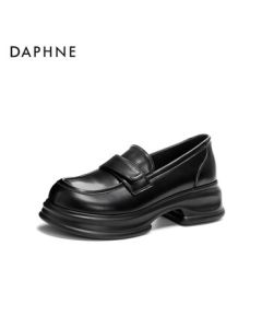 Daphne Loafers Women's Spring New British Style Soft-Soled Leather Shoes 4025101297 Black 35