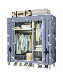 Jialiren Wardrobe Simple Closet Alloy Connector Reinforced Steel Tube Fabric Wardrobe for Bedroom Dorm Home Storage Single Wardrobe