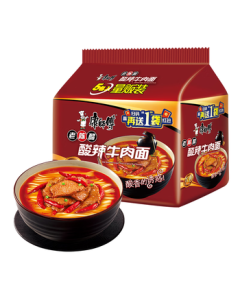 Master Kong Instant Noodles Classic Aged Vinegar Spicy Beef Flavor 5-Pack 110g*5 Instant Noodles Pouch Convenient Food